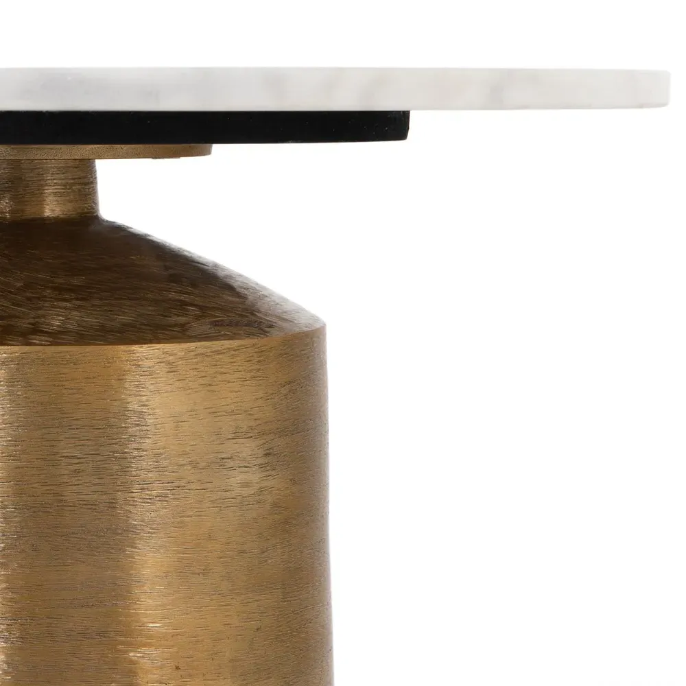 Ezra Round End Table - White, Marble