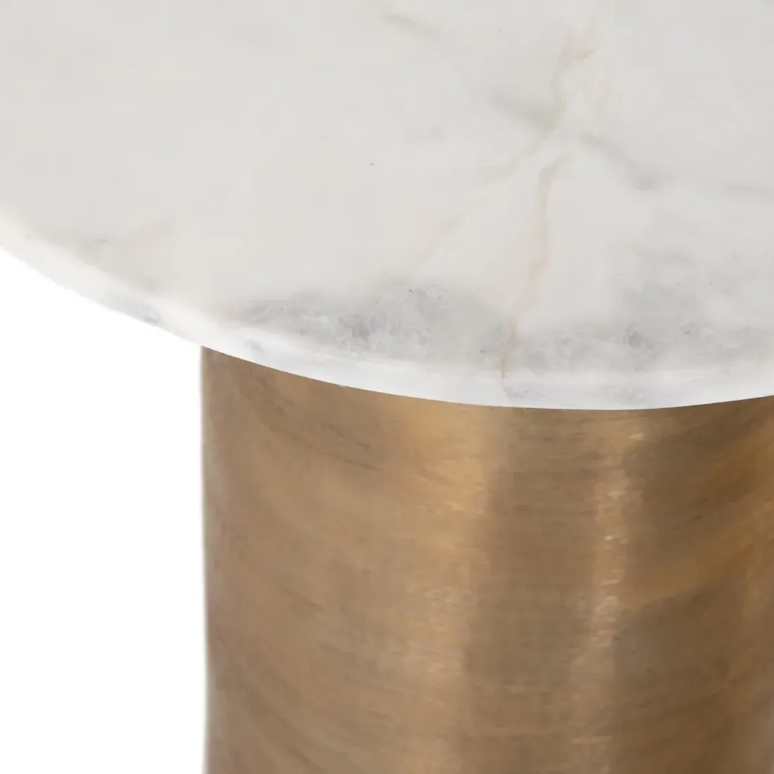 Ezra Round End Table - White, Marble