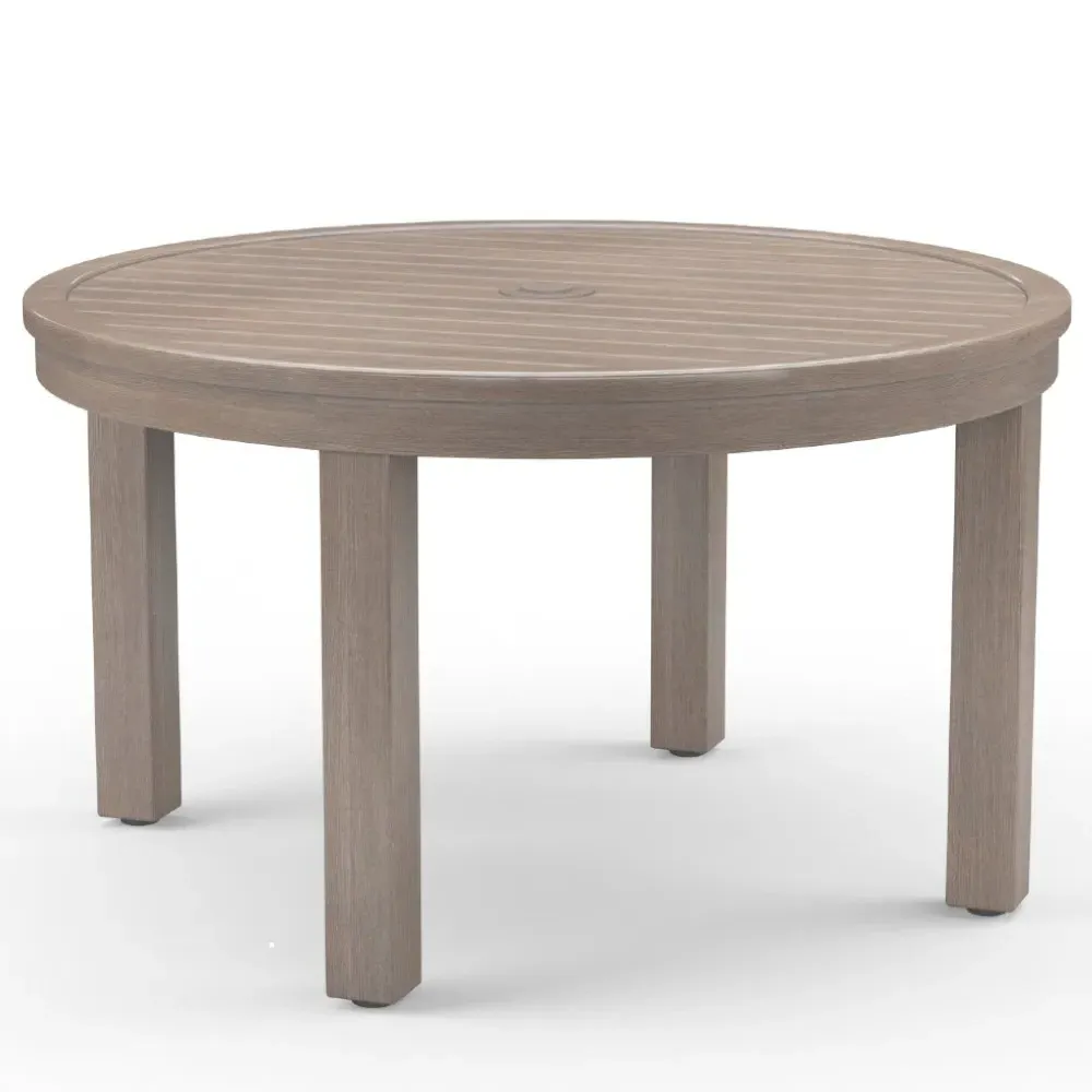 Ezra Round Outdoor Dining Table - Taupe Grey, Aluminum