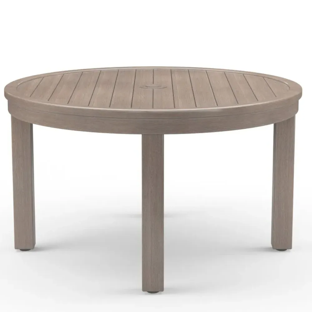 Ezra Round Outdoor Dining Table - Taupe Grey, Aluminum