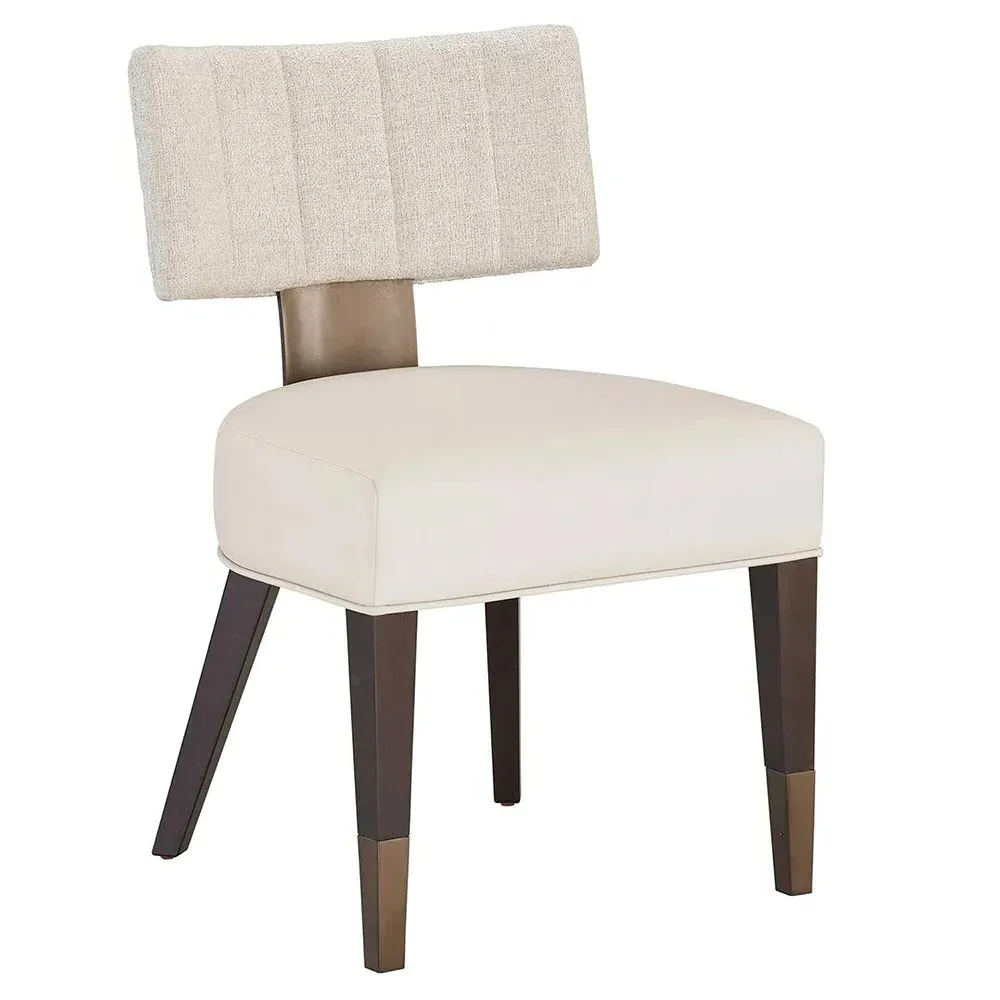 Ezra Side Chair with Brass Accents - Off White