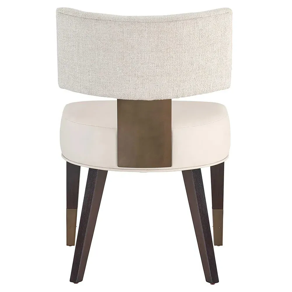 Ezra Side Chair with Brass Accents - Off White