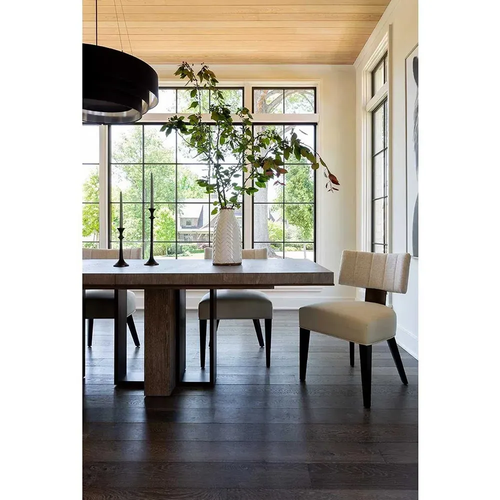 Ezra Side Chair with Brass Accents - Off White