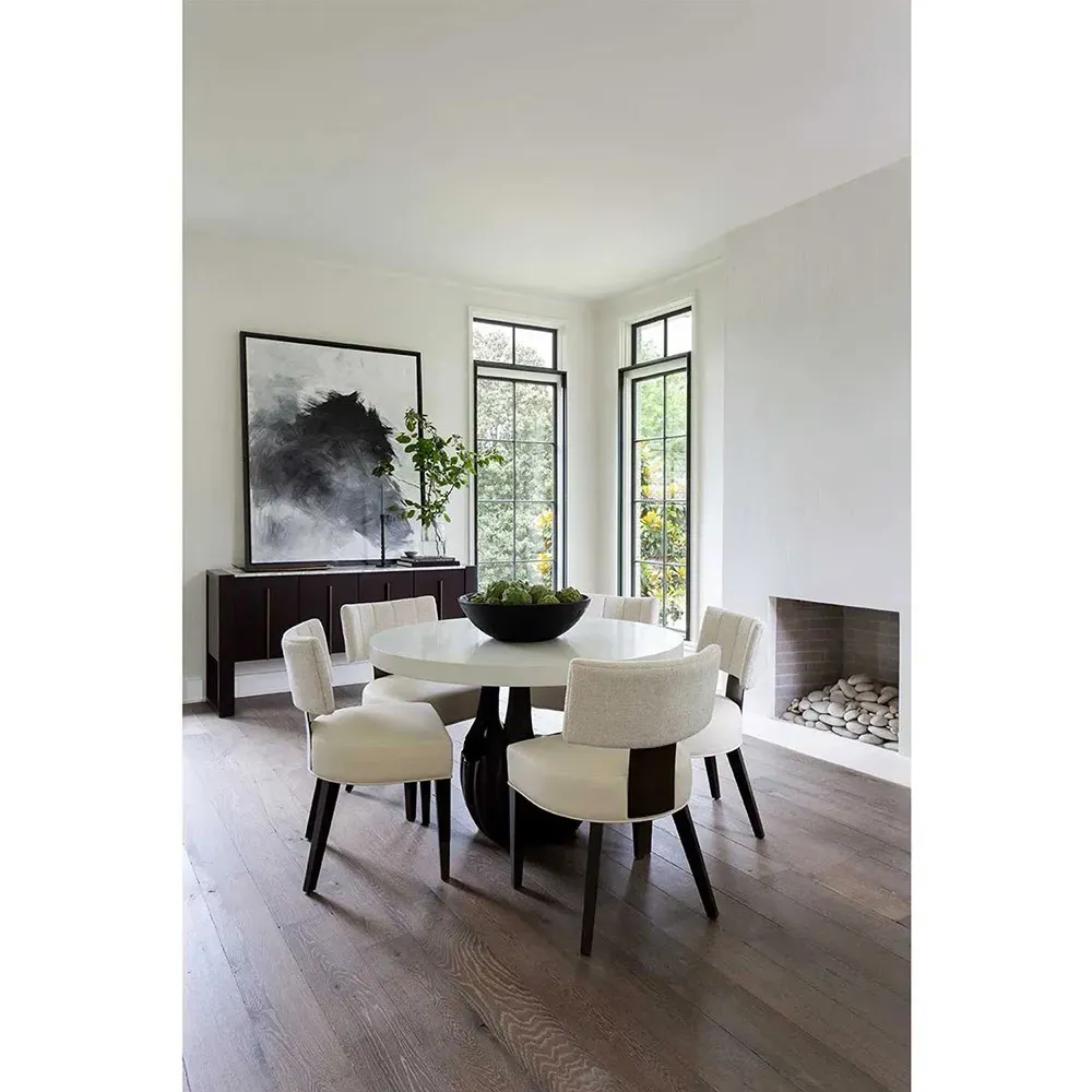 Ezra Side Chair with Brass Accents - Off White