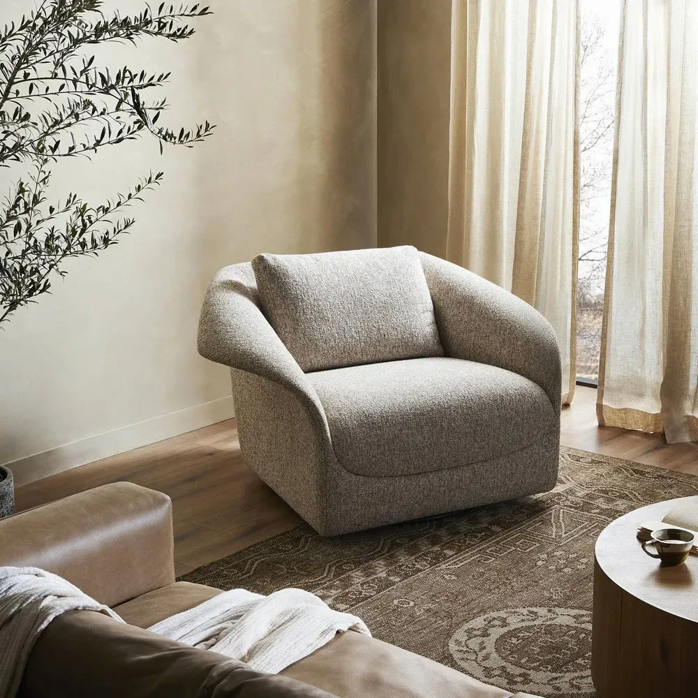 Ezra Swivel Chair - Dove Beige, Performance Fabric