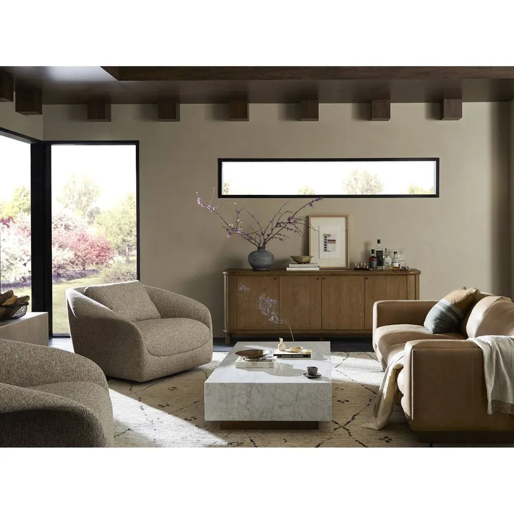 Ezra Swivel Chair - Dove Beige, Performance Fabric