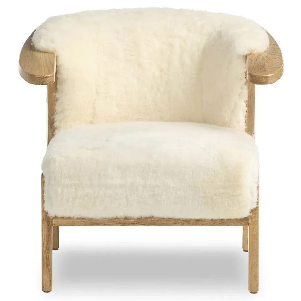 Fabian Arm Chair - Cream, Natural Oak