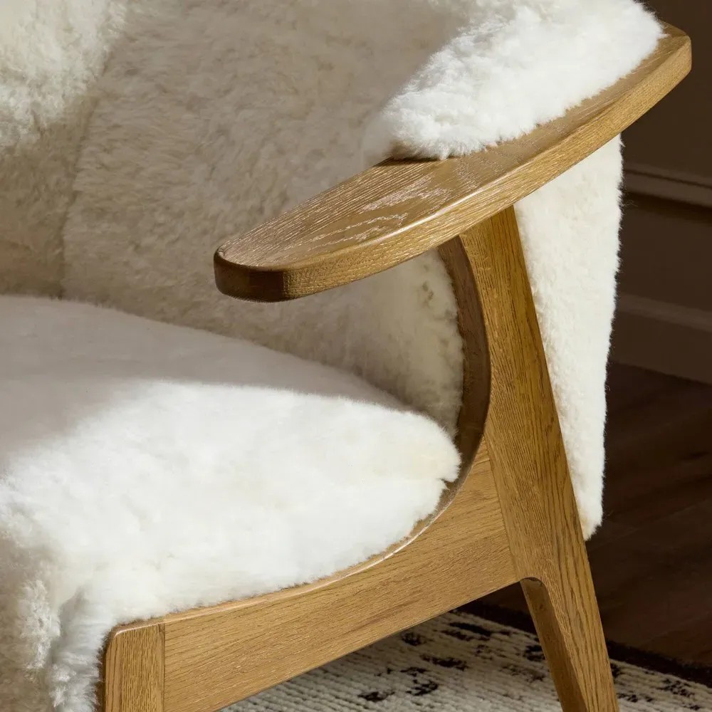 Fabian Arm Chair - Cream, Natural Oak