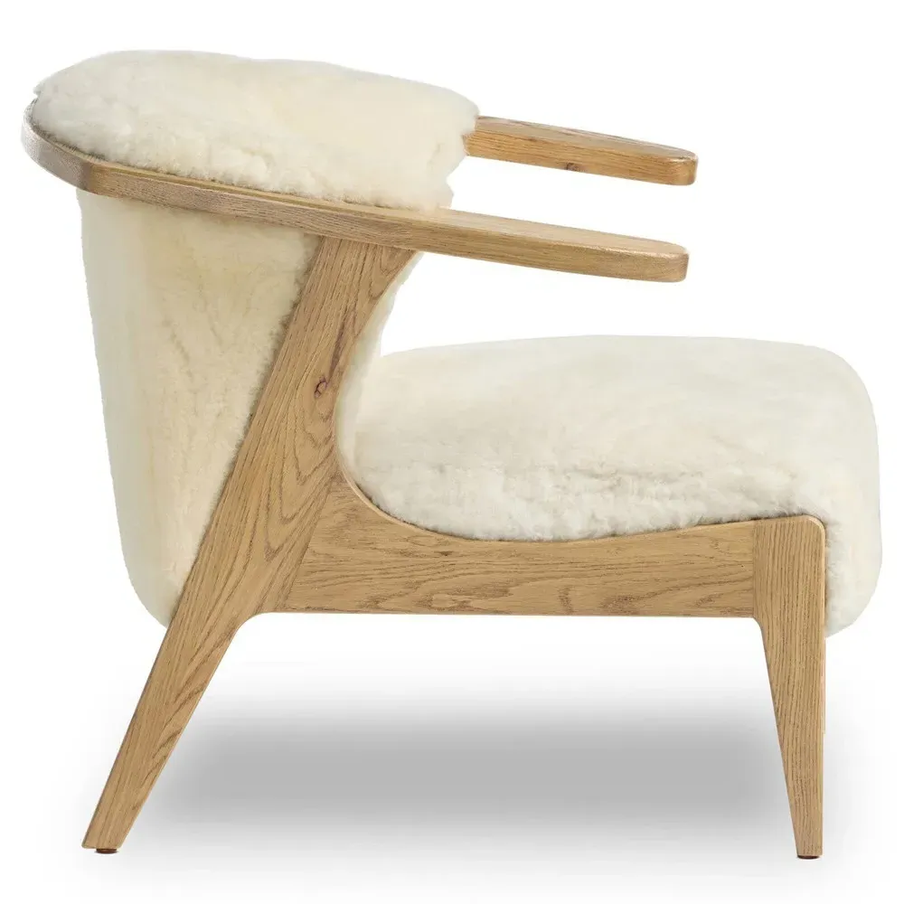 Fabian Arm Chair - Cream, Natural Oak