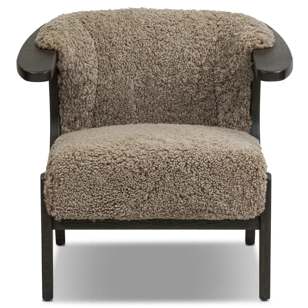 Fabian Arm Chair - Taupe Shearling, Black Oak