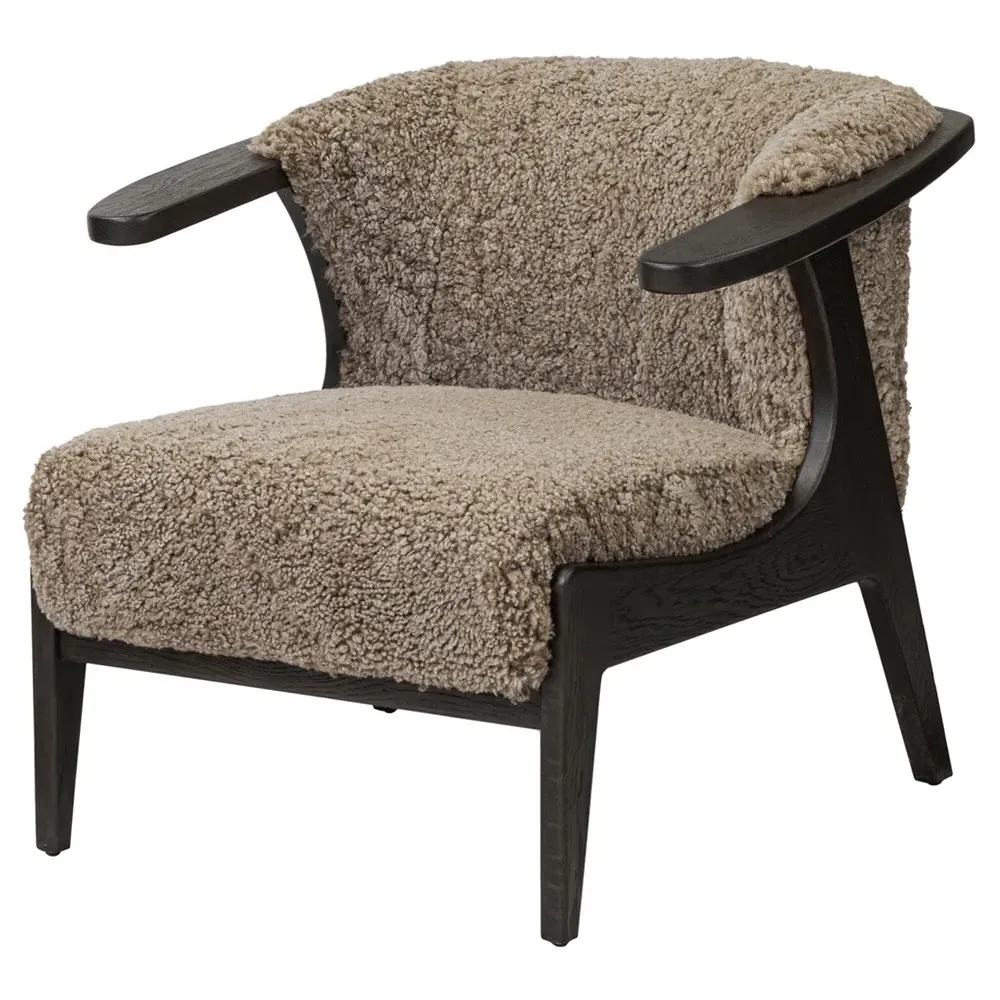 Fabian Arm Chair - Taupe Shearling, Black Oak image