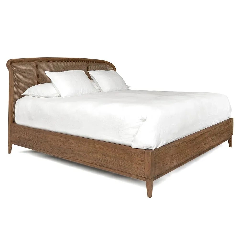 Fabian California King Size Bed Frame - Natural, Teak