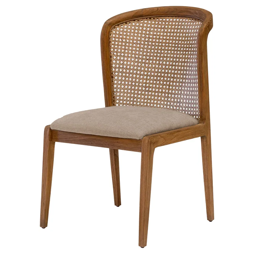 Fabian Cane Dining Chair - Brown, Teak