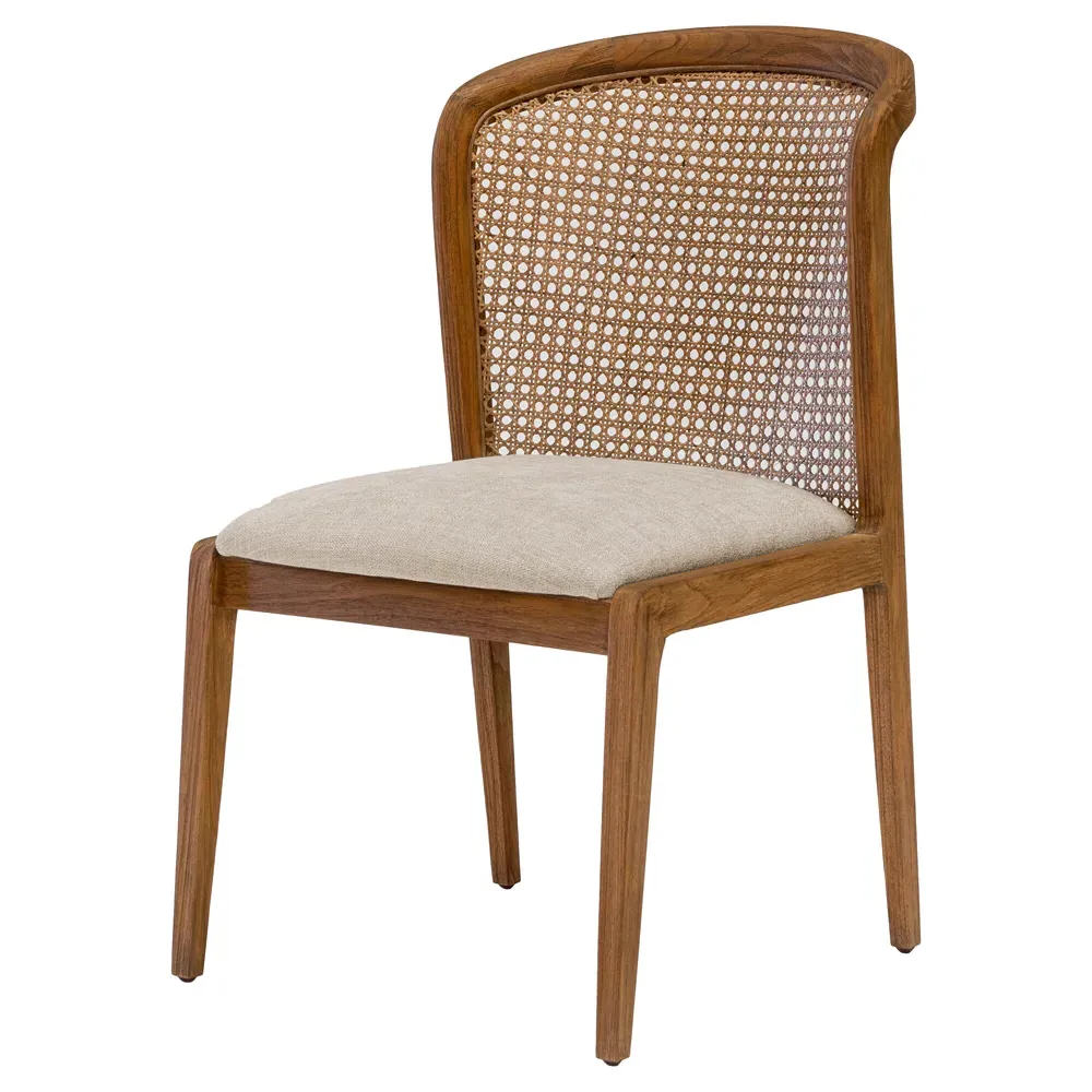 Fabian Cane Dining Chair - Cream, Teak