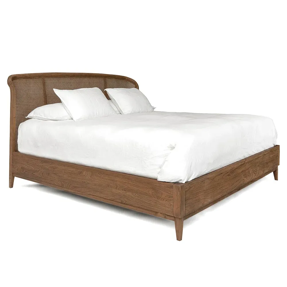 Fabian Queen Size Bed Frame - Natural, Teak