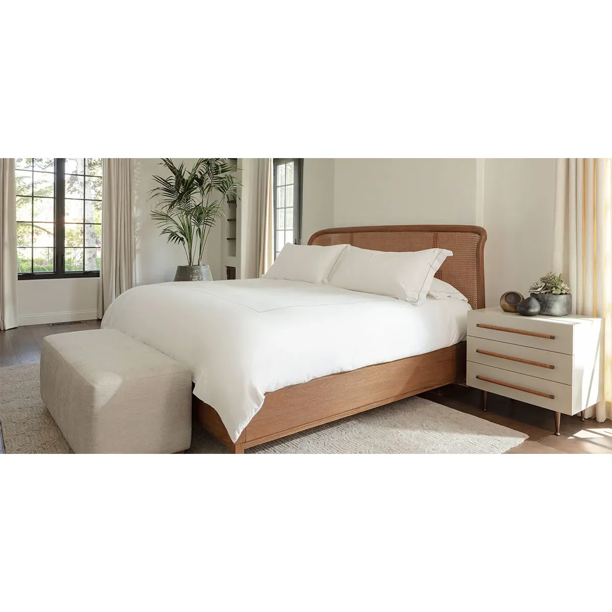 Fabian Queen Size Bed Frame - Natural, Teak