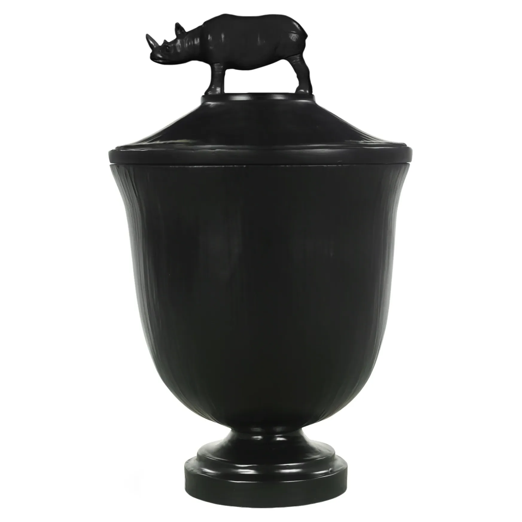 Fable Rhino Decorative Urn - Frost Black, Resin image
