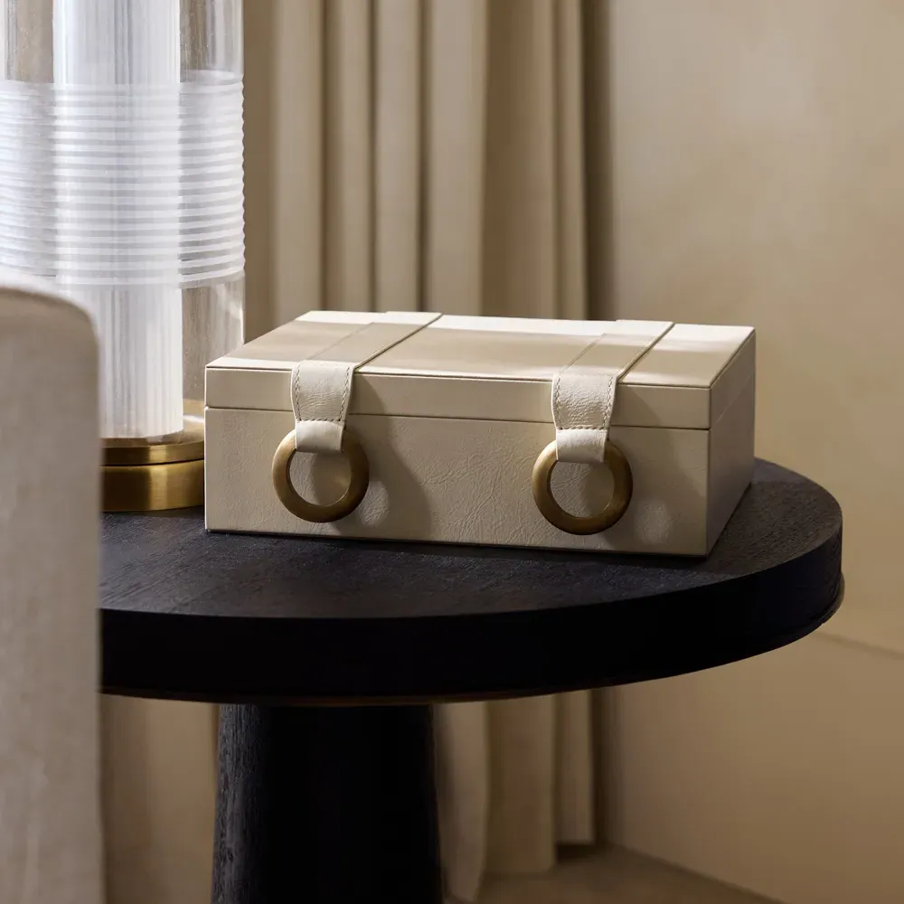 Facci Decorative Box - Cream, Leather