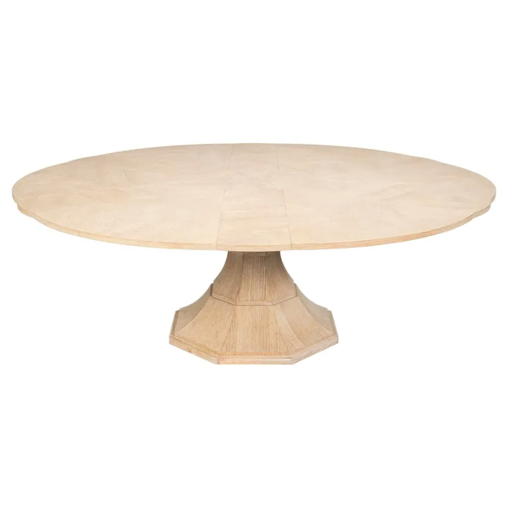 Faith Round Extendable Jupe Dining Table - Bleached Brown, Oak image