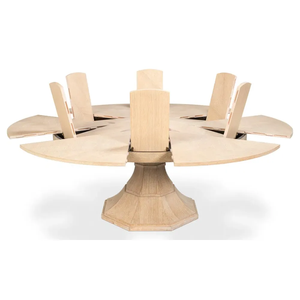 Faith Round Extendable Jupe Dining Table - Bleached Brown, Oak