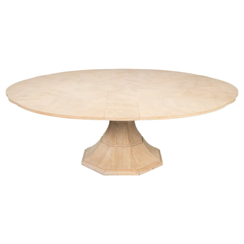 Faith Round Extendable Jupe Dining Table - Bleached Brown, Oak