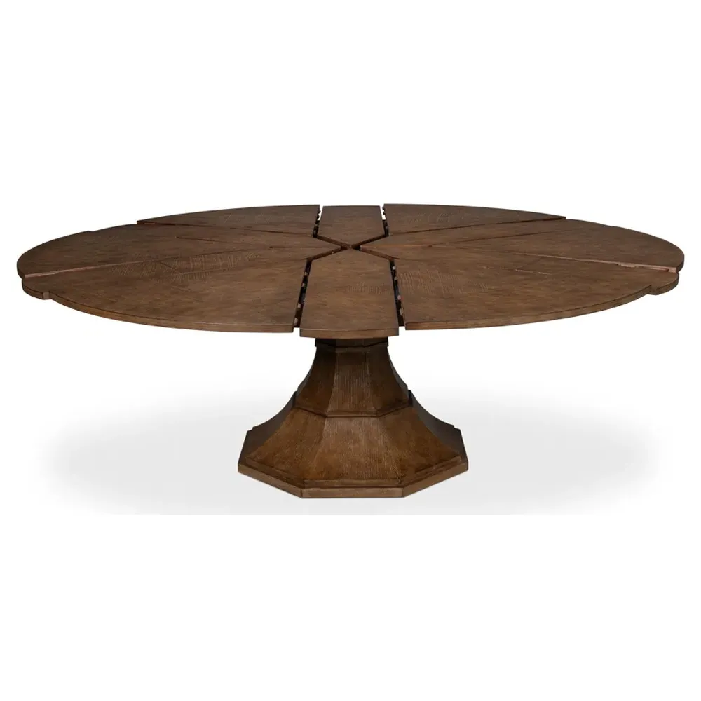 Faith Round Extendable Jupe Dining Table - Dark Brown, Oak