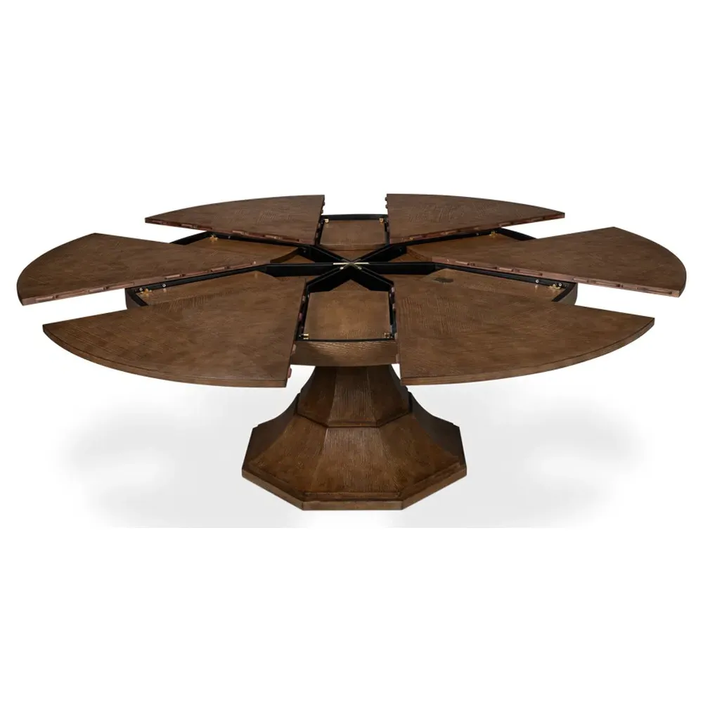 Faith Round Extendable Jupe Dining Table - Dark Brown, Oak