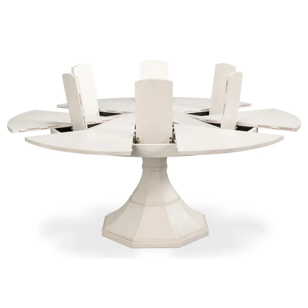 Faith Round Extendable Jupe Dining Table - White, Oak