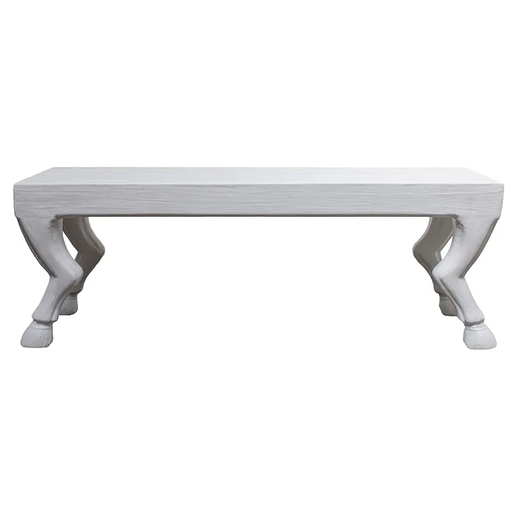 Faline Bench with Hoof Legs - White, Resin image