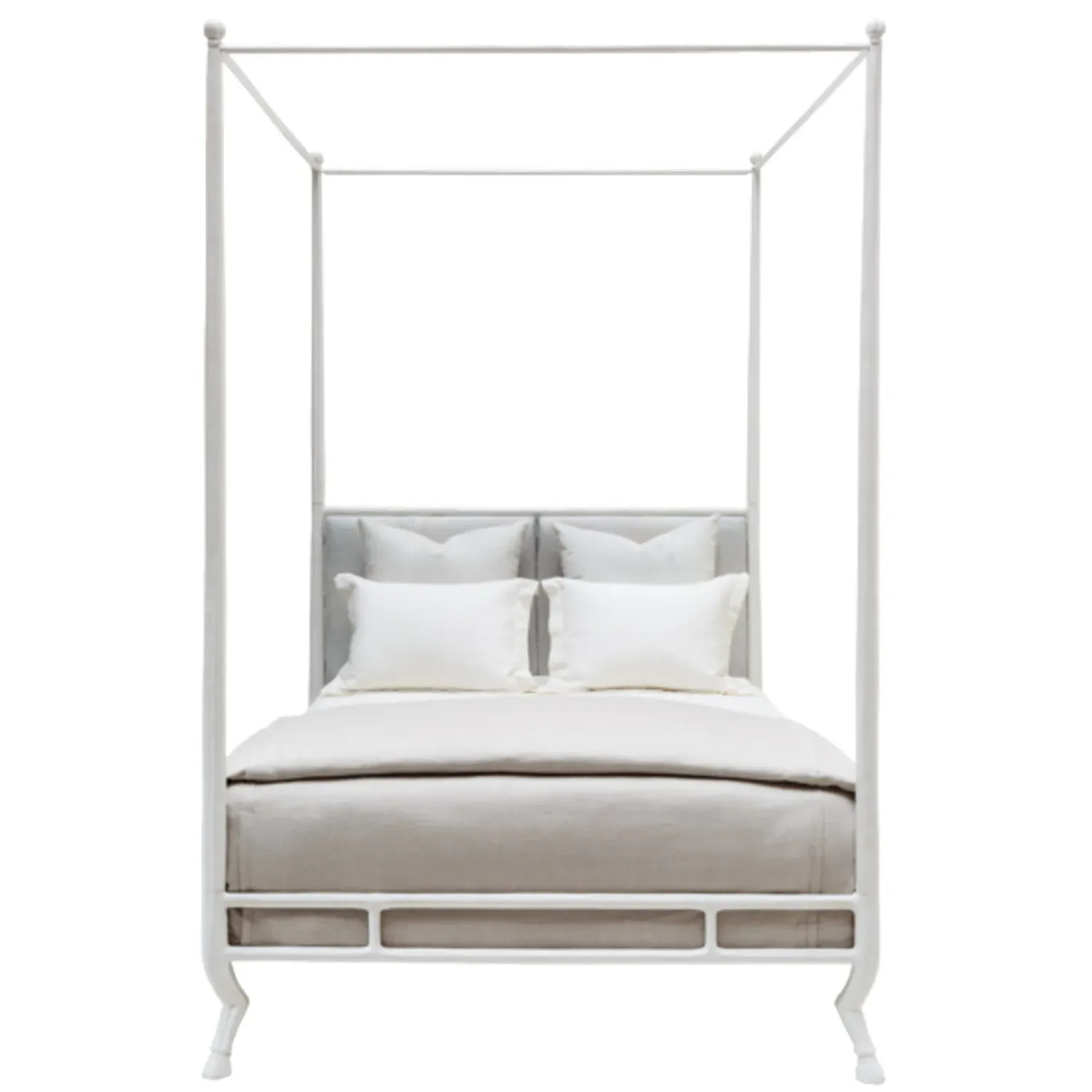 Faline Cal King Size Upholstered Bed Frame - White, Metal