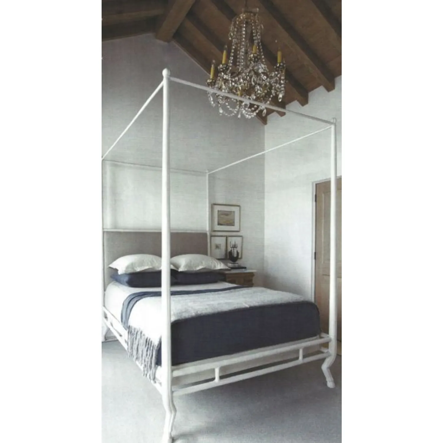 Faline King Size Bed Frame - White, Metal