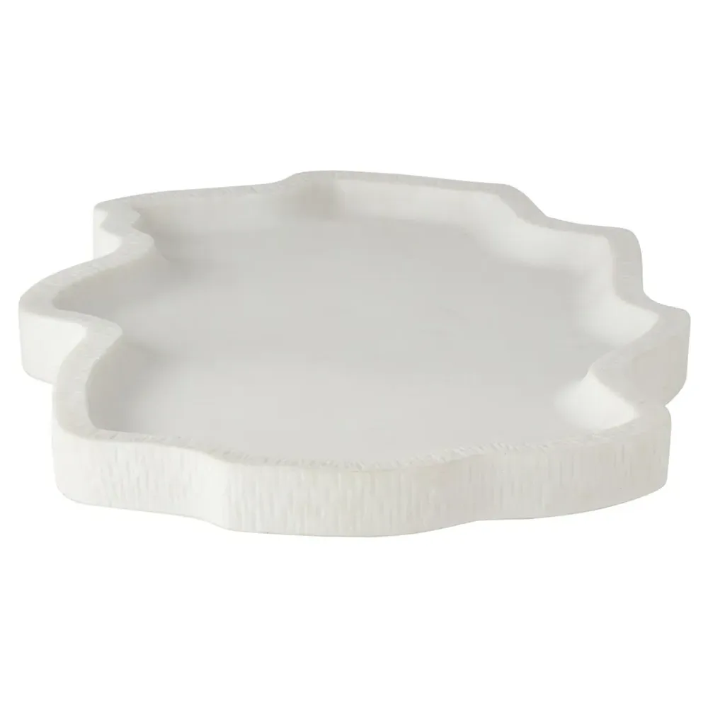 Fallon Decorative Tray - White, Riverstone Composite