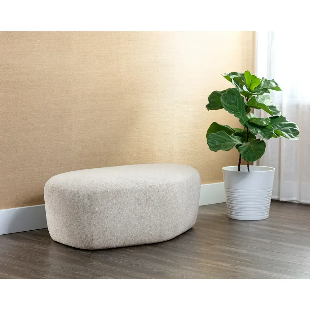 Fannie Curved Ottoman - Dove Cream