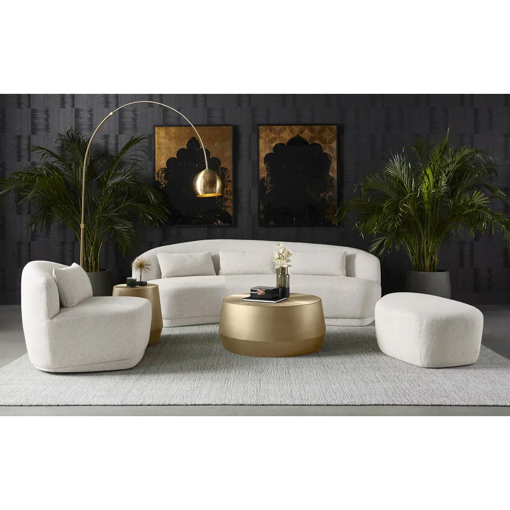 Fannie Curved Ottoman - Dove Cream