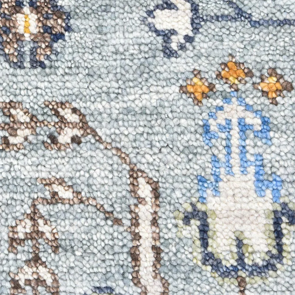 Fanny Oushak Patterned Hand Knotted Rug - Light Grey, Wool