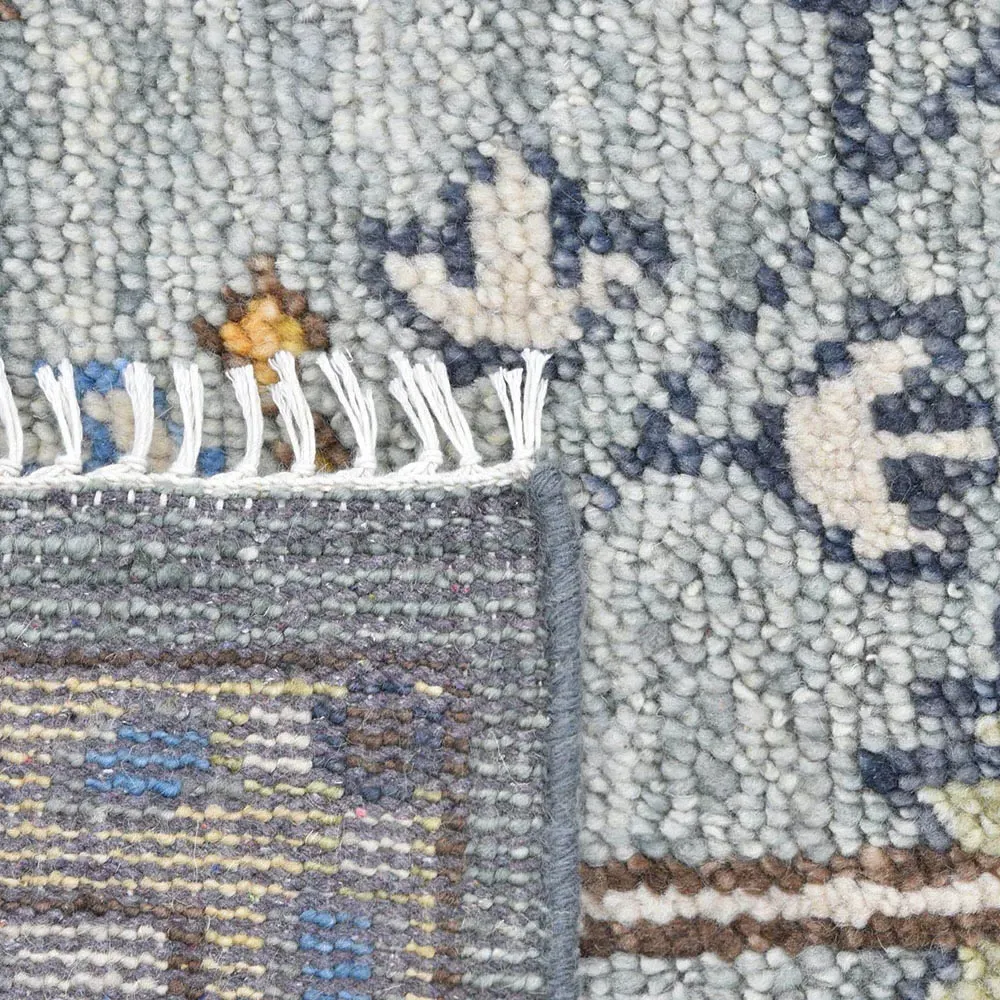 Fanny Oushak Patterned Hand Knotted Rug - Light Grey, Wool