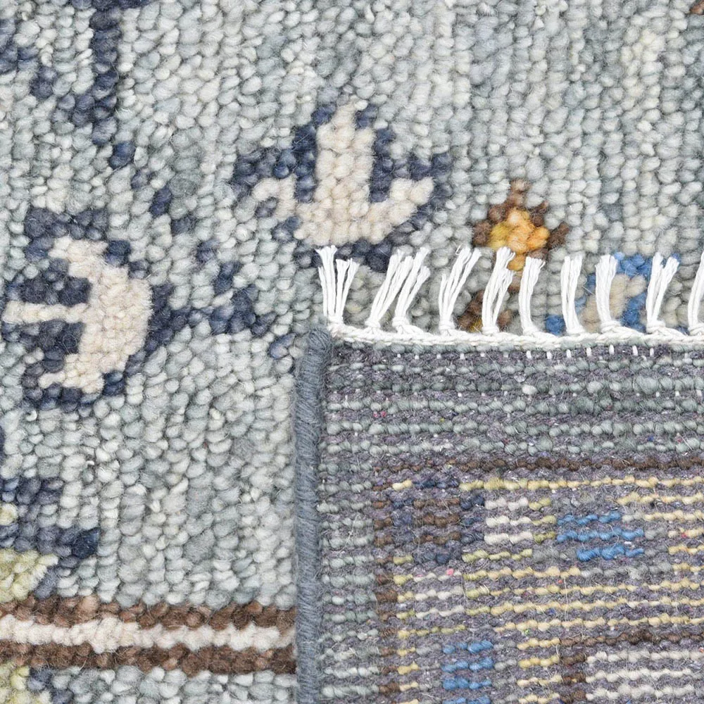 Fanny Oushak Patterned Hand Knotted Rug - Light Grey, Wool