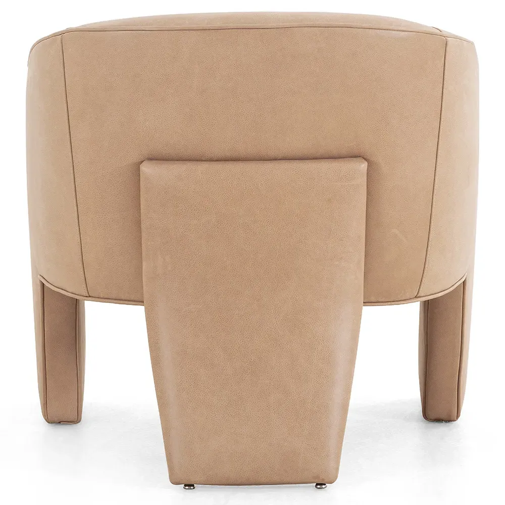 Fara Barrel Chair - Beige, Leather