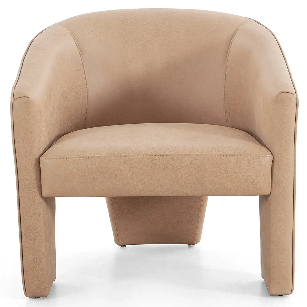 Fara Barrel Chair - Beige, Leather