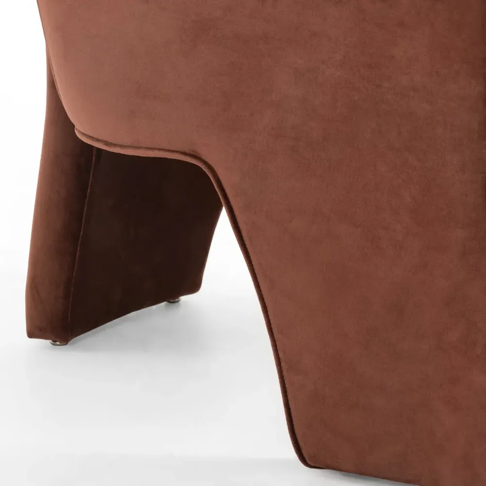 Fara Barrel Chair - Dark Brown, Velvet