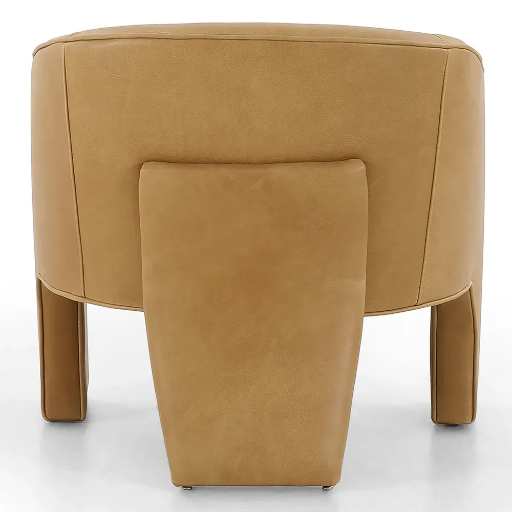 Fara Barrel Chair - Light Brown, Leather