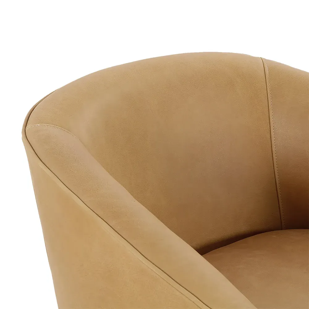 Fara Barrel Chair - Light Brown, Leather