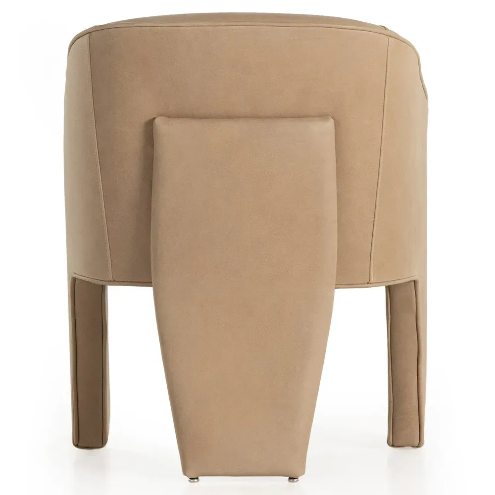 Fara Dining Arm Chair - Beige, Top Grain Leather