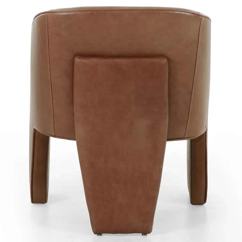 Fara Dining Arm Chair - Brown, Top Grain Leather