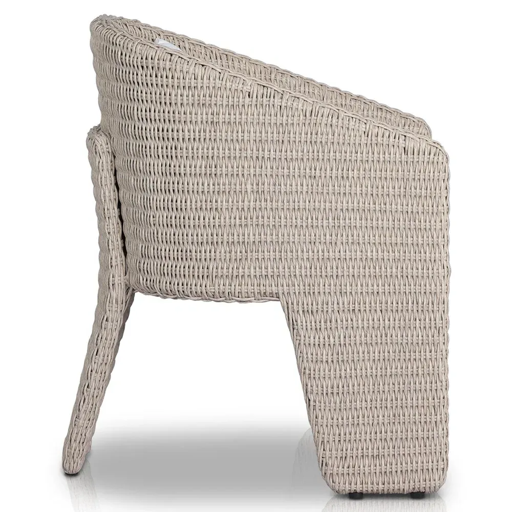 Fara Outdoor Dining Arm Chair - White, Wicker