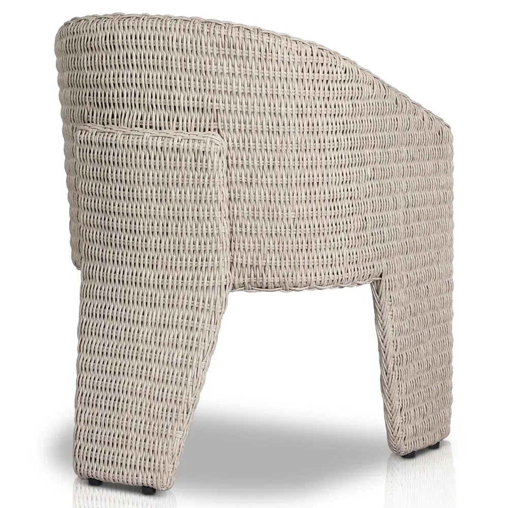 Fara Outdoor Dining Arm Chair - White, Wicker