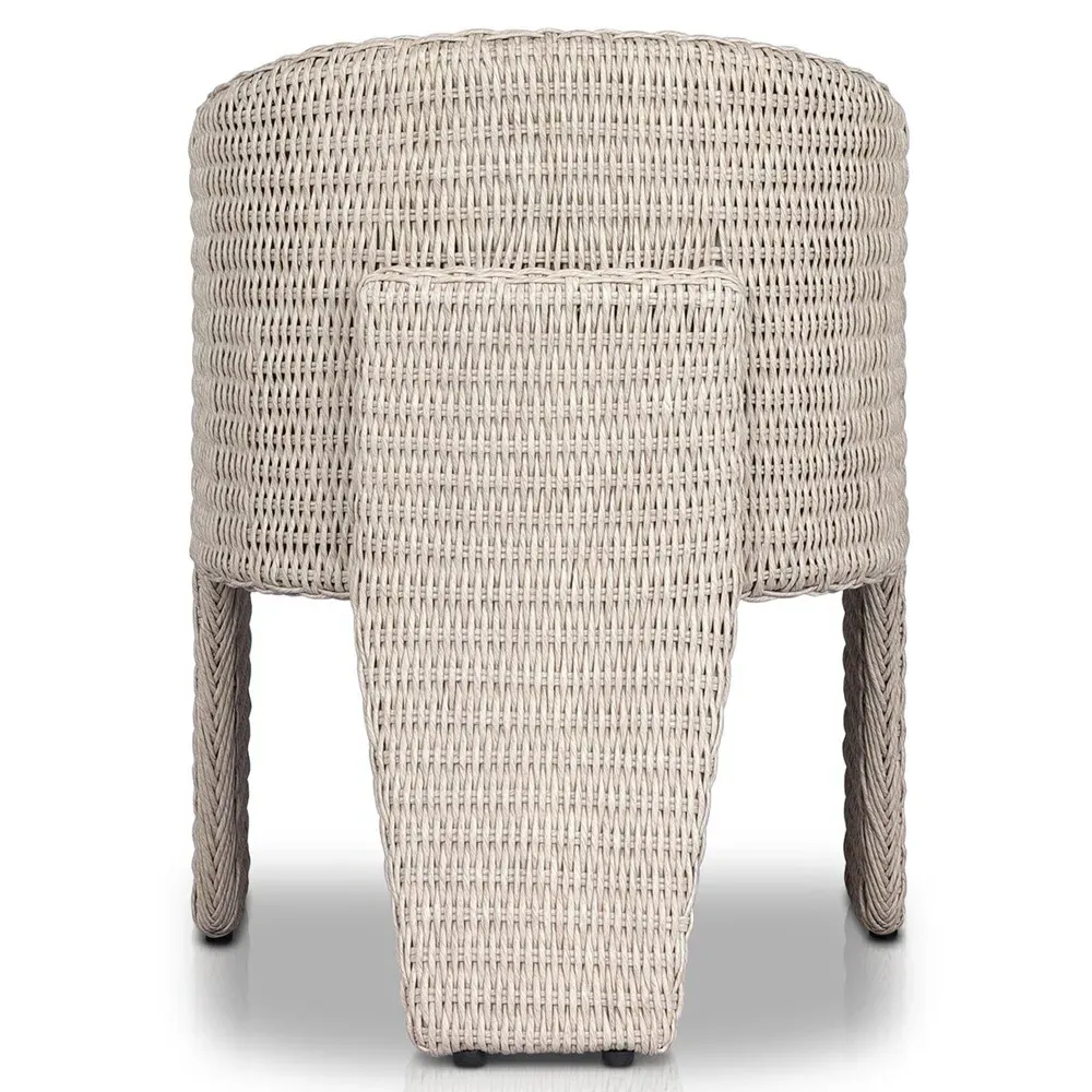 Fara Outdoor Dining Arm Chair - White, Wicker