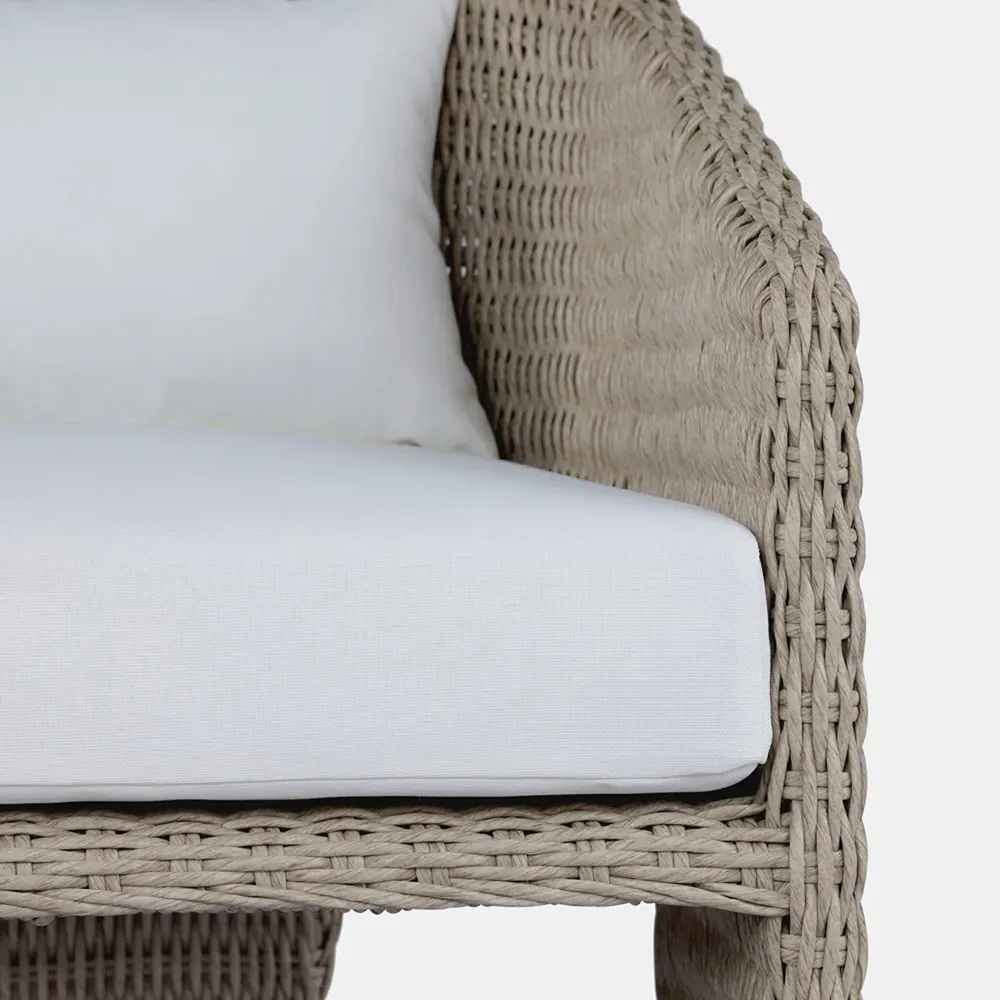 Fara Outdoor Dining Arm Chair - White, Wicker