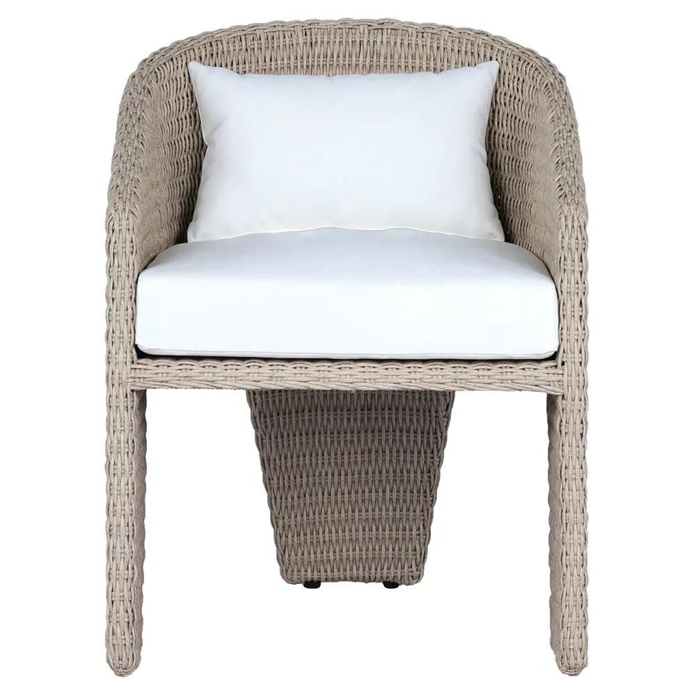 Fara Outdoor Dining Arm Chair - White, Wicker image