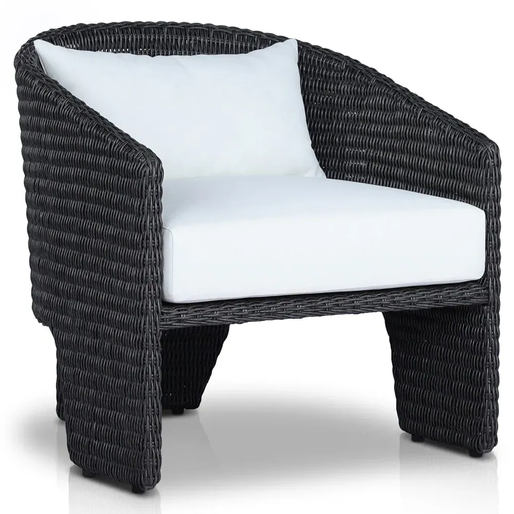 Fara Outdoor Lounge Arm Chair - White, Wicker
